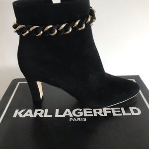 Boots Shoes heels - Karl Lagerfeld Black New Suede Boot, booties, shoes  NEW